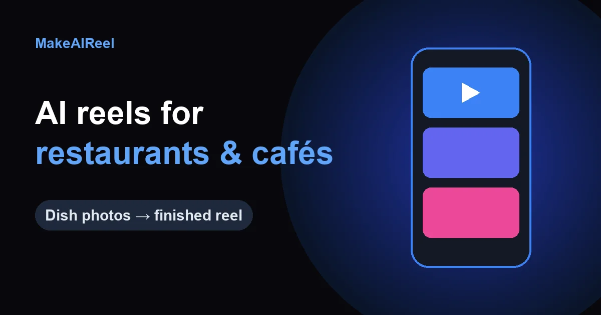 Restaurant dish photos turned into a vertical Instagram reel with AI